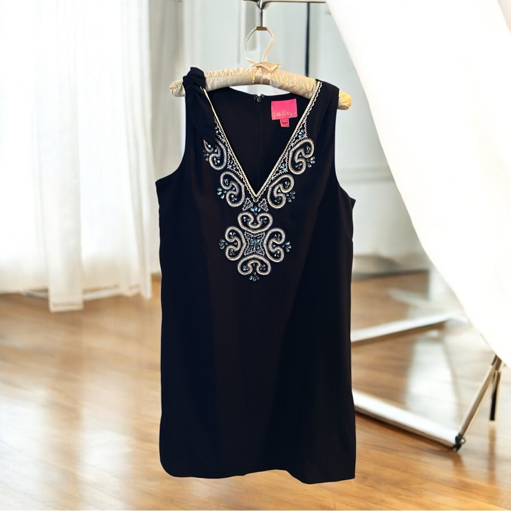 Lilly Pulitzer Navy Blue Embellished Sleeveless Dress